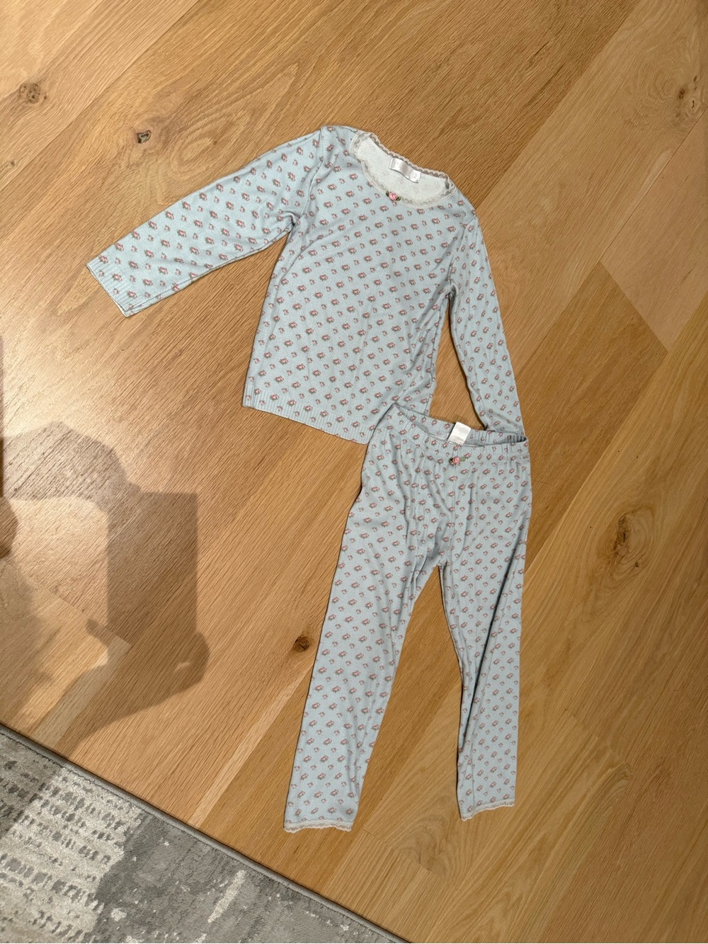 Toddler Light Blue Floral Long Sleeve Pajama Set
